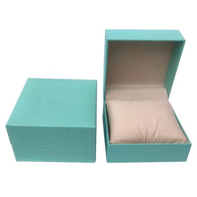 China China Manufacturers Luxury Flip and OEM Shape Custom Logo Square Elegant Green Jewelry Paper Box Packaging PU Leather Watch Box for sale