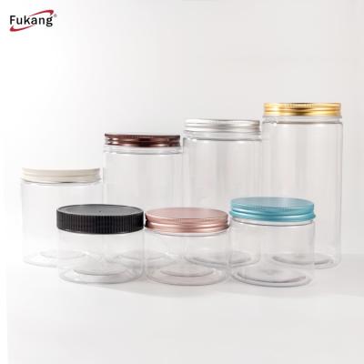 China Supply 120Ml 200Ml 250Ml Transparent Food Plastic Cans Wholesale Pet Transparent Wide Mouth Plastic Candy Nuts Cookies Jar en venta