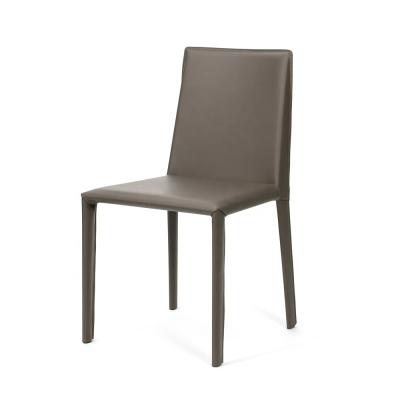 China 2021 Custom Gray Simple Nordic Leather Dining Comfortable Domestic Leather Dark Chair For Home for sale