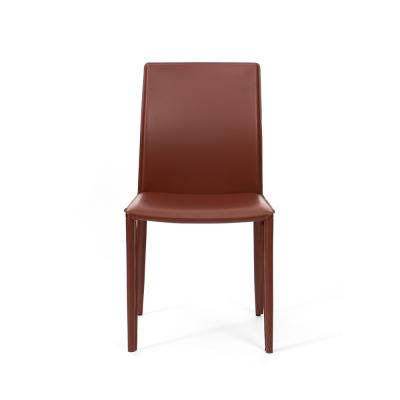 China 2021 Comfortable Italian Leather Kitchen Wholesale Upholstered Leather Dining Chair for sale