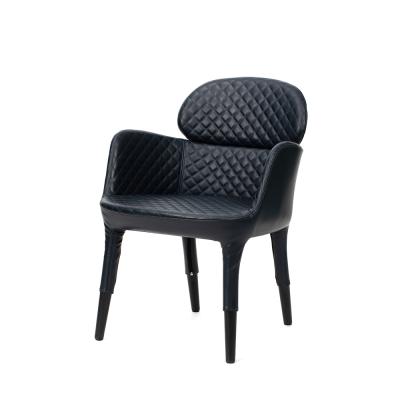 China Comfortable Premium Home Decoration Simple Creative Black Modern Leather Dining Chair for sale