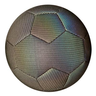 China Low Price Outdoor Durable Standard Game Glowing Holographic Premium Leather Soccer Ball for sale