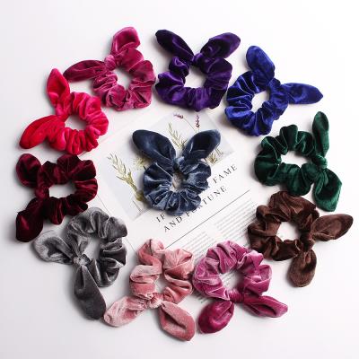 China White hair scrunchies personalized scrunchies yellow blue pink and black velvet scrunchies with bow for sale