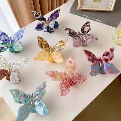 China Fashion Wholesale Acetic Acid Hair Claw Acetate Hair Claw Butterfly Hair Claw Clips for sale