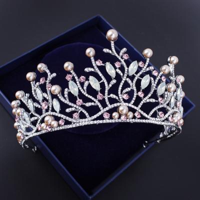 China European Wholesale Artificial Head Crown Beauty Products Wedding Bridal Tiaras With Pearl for sale