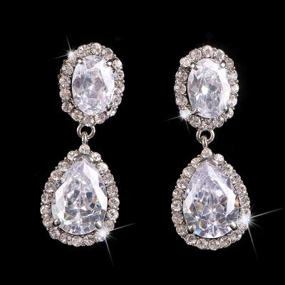 China European Fashion Wedding Stud Earrings Cubic Zirconia Bridal Earrings For Bridal Accessory for sale