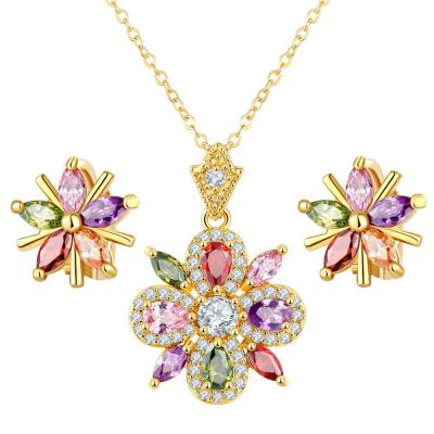 China Fashionable Crystal Jewelry Necklaces Pendant Earring Set Gift For Wife Girlfriend for sale