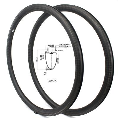 China Road Bikes Road Carbon Wheel Rim 700c 45mm Profile Anvil Carbon Rim Brake 25mm Tubeless Width Ready for sale