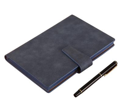 China Custom A5 Size Hardcover Book Printing Leather Cover Dotted Paper Notebook With Snap Button for sale