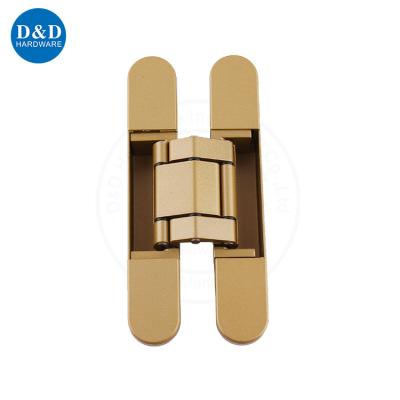 China Good 180 Degree Heavy Duty Brass Gold Wood Door Hidden Hinge Modern Selling 3D Adjustable Concealed Hinge for sale