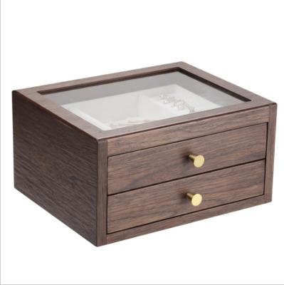 China Jewelry Storage Bafan Brand Fashion Simple Layered Temperament Cosmetic Case Wooden Creative Drawer Jewelry Box for sale