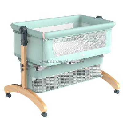 China Bafan Brand Baby Beech Wooden Multi-Function Mobile Hutch Foldable Portable Newborn Cradle Bed Bedside Rocker for sale