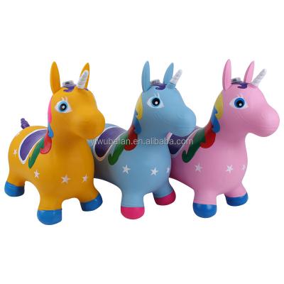 China PVC Inflatable Unicorn Riding Horse Ride On Jumping Inflatable Toy For Kds Toy Bafan Brand Rubber Bouncing Animal Packing for sale