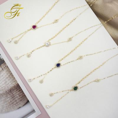 China Fashion Newest Design Best Choice Multi Color Zircon Jewelry Necklace For Gifts 18K Necklace Custom Fashion Pendant Chain for sale