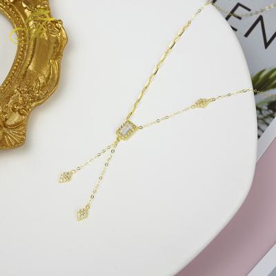 China Fashion wholesale rectangular diamond pendant necklace can be customized all styles of jewelry classic necklace for sale