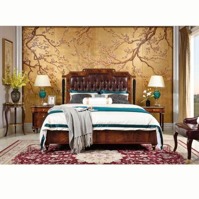 China (Others)Adjustable Antique Royal Wooden Designs Elegantly Carved Bed Bedroom Furniture European Classic Solid Wood Queen Size Bed for sale