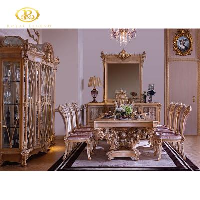 China Rustic Dining Table and Chairs (Others) Old World Style Gold Inlay Wooden Antique Floral Ornate Classic Boulle Adjustable for Banquet for sale