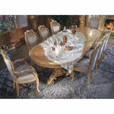 China Italy Luxury European Palace Adjustable Dining Room Furniture Rectangular Dining Table (Other) Set For 8 People for sale