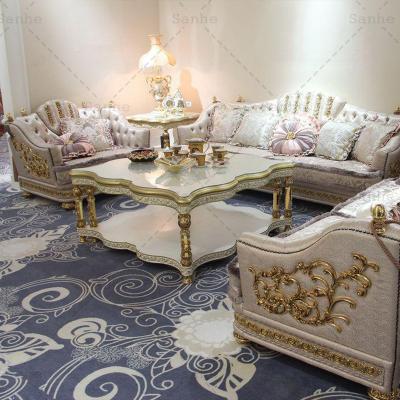 China Classic Living Room Sofa Set (Other) Style Adjustable European Neoclassical Sectional Leather Furniture Sofa Sets Villa Home Turkey for sale