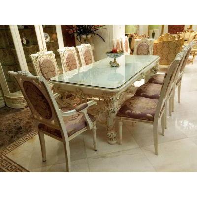 China Elegant Dining Table (Height) Adjustable Luxury Palace Carving Long French Style Dining Table Dining Room Furniture for sale