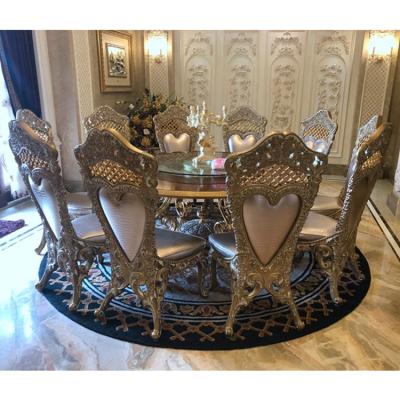 China Italian Solid Wood Brass And Wood Carved Baroque Style New Design Dining Room Classic Sets for sale