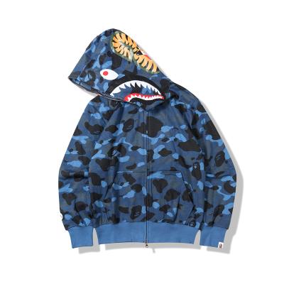 China High Quality Unisex Designer Camouflage Sweater Full Cotton Bape Zipper Hoodie and Hood Jacket Shark Hoodie Custom Print Bape for sale