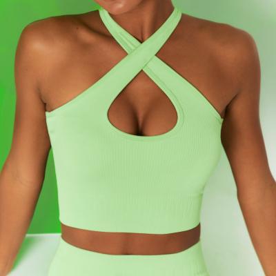 China Women Sports Bra Top Anti-sweat Fitness Yoga Top Seamless Shockproof Crop Top Bra Women Push Up Sports Bra Gym Workout Top for sale