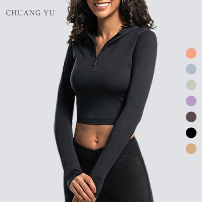 China Other Half Zipper Long Sleeve Short Figure With Fitness Yoga For Ladies for sale