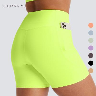 China Breathable Waist-in Shorts With A Hip Pocket Solid-Color Advanced Sports Yoga Shorts for sale