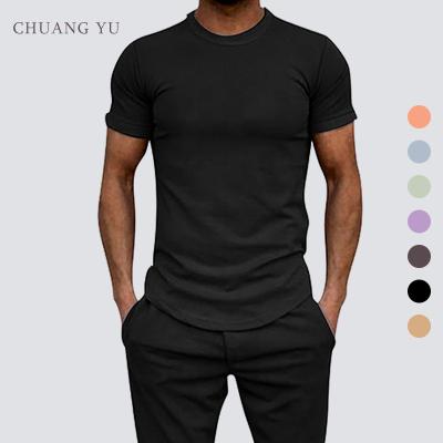 China CHUANGYU 2022 Men's Sportswear Summer Breathable Quick Dry Fitness Slim Fit 2 Pieces Top Stitching And Jogging For Running for sale