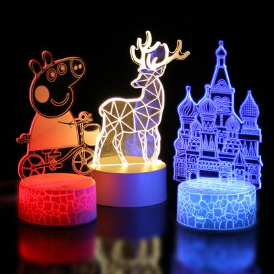 China New Design 3W 3D Modern Gift Lighting Color Changing Room Decor USB Filling Home Night Lights Table Lamp 3D Night Light for sale