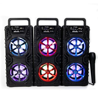 China 2021 Hot Sale Big DJ Dual 4 Inch Led Wireless Lightweight Portable Speaker With Built-in Handle For Party For Mobile Phone for sale