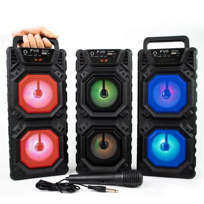 China No Amazon 2021 Trending DJ Bass Woofer Dual 4 Inch TWS Outdoor Portable Speaker With Led Display With Mic for sale