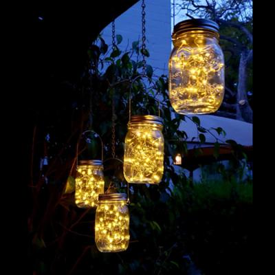 China Amazon Best Selling Decorative Holiday Lighting Outdoor Waterproof Solar LED Garden Lights Mason Bottle Transparent Fairy Lights for sale