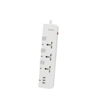 China Residential / Multipurpose Multi Socket Extension Socket with 3 USB LED Indication Light and Different Switches Universal Socket for sale