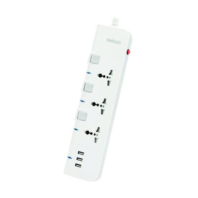 China Residential / Multipurpose Universal Extension Power Socket For Multinational With Indication LED Light And Switeches for sale