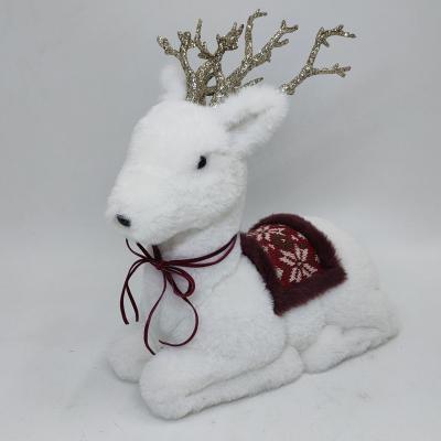 China Christmas fur handmade lying reindeer for sale