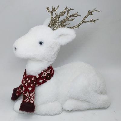 China Christmas fur handmade lying reindeer for sale