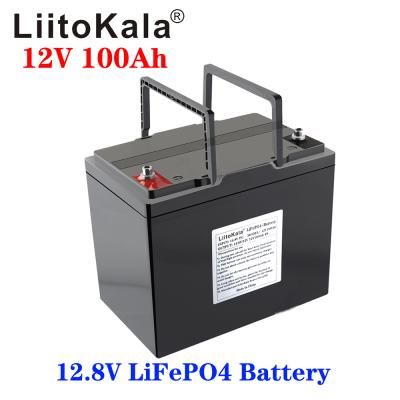 China LiitoKala 12.8v 100AH ​​electric car lifepo4 battery with 100A BMS 12V 100Ah battery for go cart UPS home appliances inverter for sale