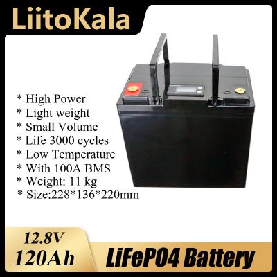 China LiitoKala 12v 120ah solar rechargeable battery pack rv LiitoKala 12v 120ah capacity lifepo4 battery pack lithium iron with bms for outdoor camping for sale