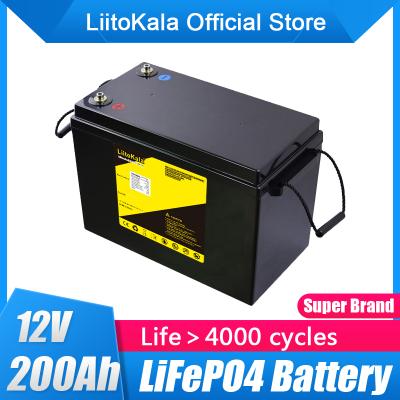 China Solar Electric Car LiitoKala 12V 200Ah Lifepo4 Battery Pack 12.8V Deep Cycle Lithium Ion Phosphate For Marine EV RV Golf Cart for sale