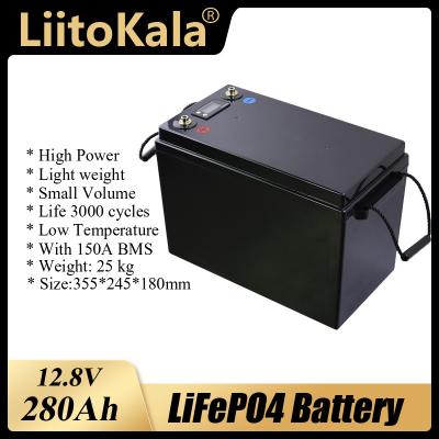 China LiitoKala 12V 280Ah lifepo4 rechargeable DIY battery 12.8V 280AH electric car battery pack for E-scooter rv storage solar power system for sale