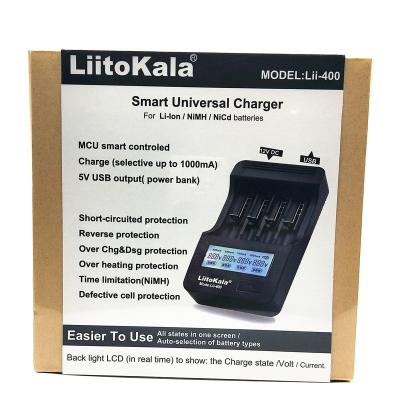 China Liitokala lii-400 3.7V/1.2V AA/AAA 18650/26650/16340/14500/10440/18500 battery standard lithium battery charger with a crystal /LCD display for sale