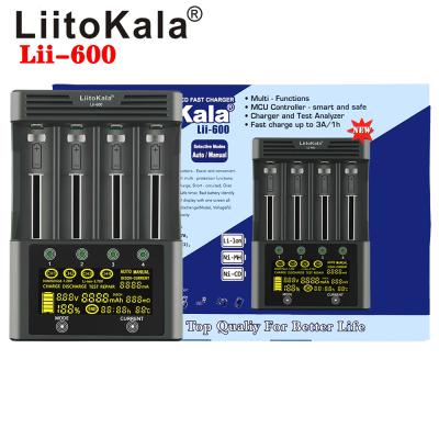 China Battery LiitoKala Lii-600 Standard Battery Charger for 3.7V Li-ion and 1.2V NiMH Battery Suitable for 18650 26650 21700 26700 AA + 12V5A Adapter for sale