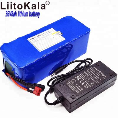 China LiitoKala 36v8ah electric power supply equipment 36V 18650 8000mAh 10S4P bicycle lithium ion battery large capacity bms 500W overcurrent for sale