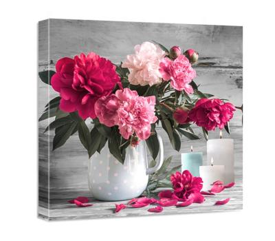 China Modern Red Rose Flowers Led Lights Canvas Print of Rose for Wall Decoration for sale