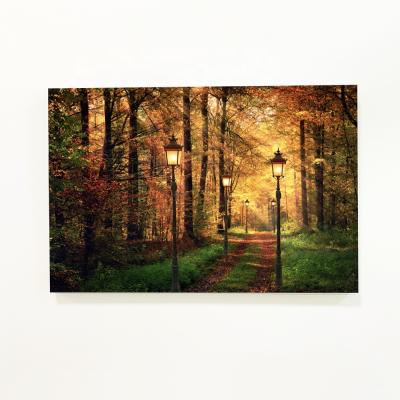 China Modern Autumn Landscape Modern Picture Light Wall Decoration Stretched Custom LED Painting Canvas Print for sale