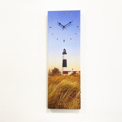 China Amazing Antique Style Lighthouse Printing Canvas Gallery Wrap Modern Led Lighted Canvas Print Clock for sale