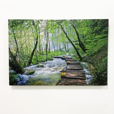 China Modern Digital Printing Landscape Custom Lit Canvas With 4 Lights Led Wall Art for sale