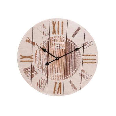 China Custom Antique Style MDF Round Large Vintage Wood Wall Clock for sale